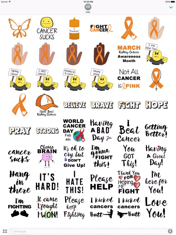 Kidney Cancer Stickers iPad 应用截图