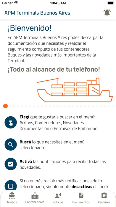 ภาพหน้าจอของ APM Terminals Buenos Aires