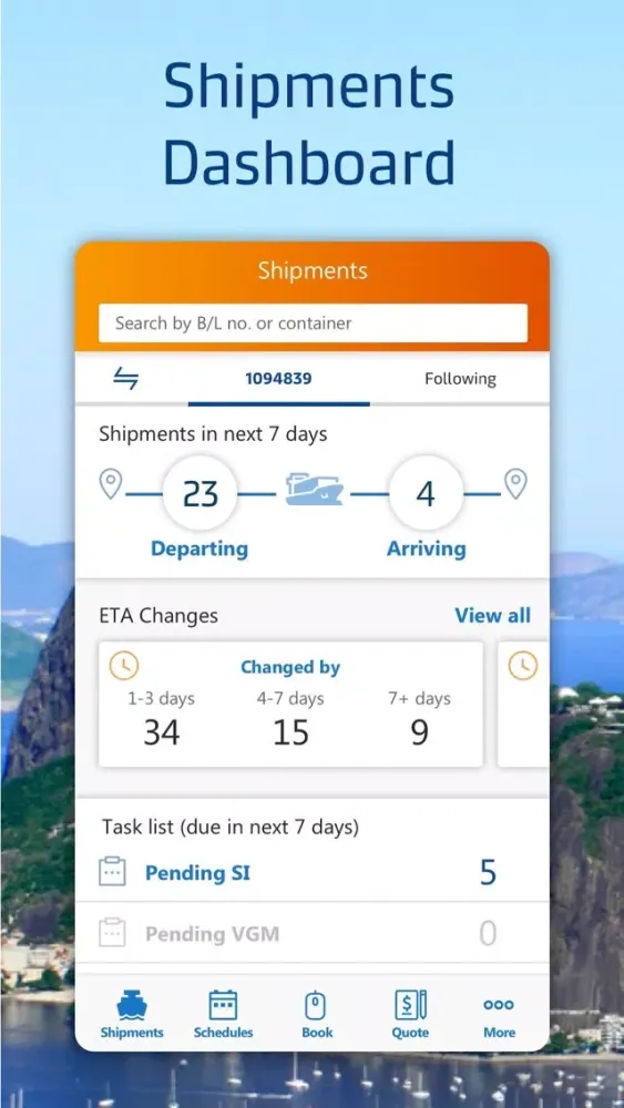 Capturas de tela do Safmarine Shipment
