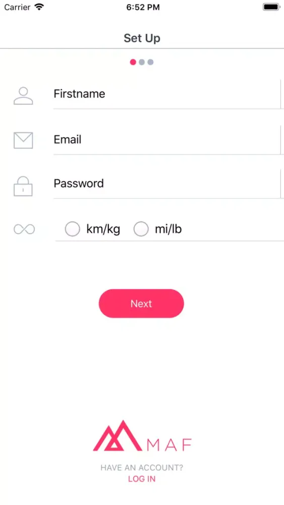 Capturas de tela do MAF App