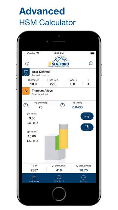 M.A. Ford Machining Calculator Screenshots