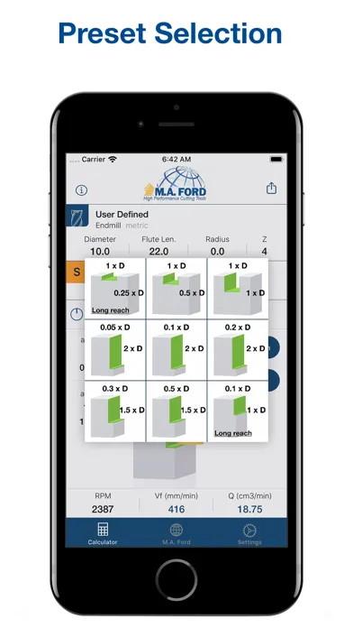 M.A. Ford Machining Calculator Screenshots