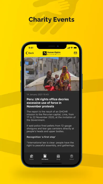 Screenshot di Human Rights & Charity