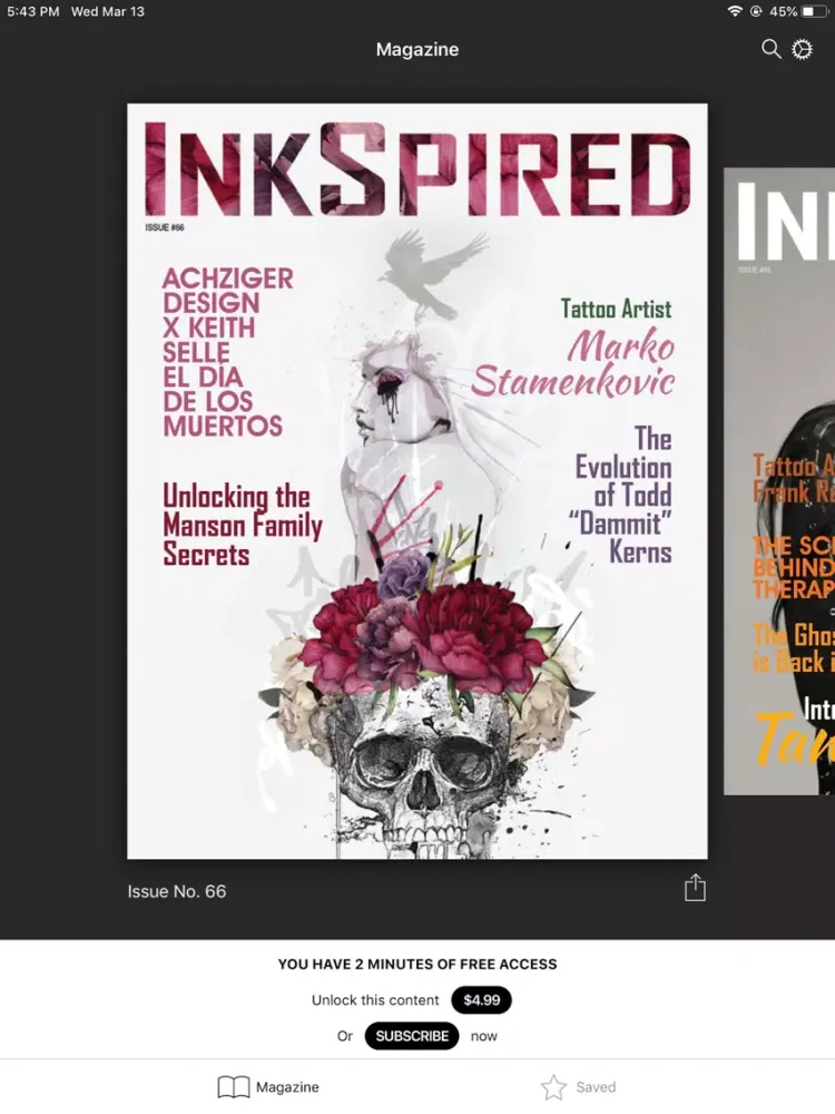 Capturas de tela do InkSpired Magazine iPad 