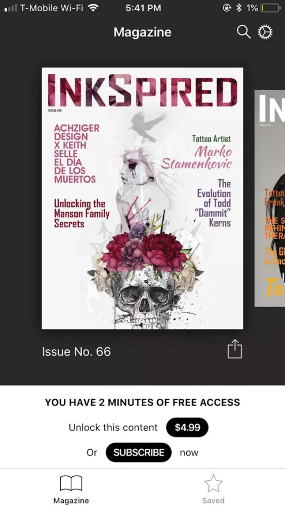 Capturas de tela do InkSpired Magazine