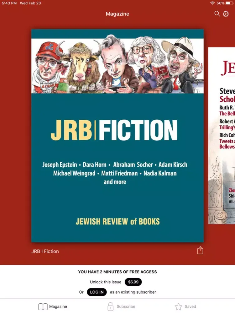 Tangkapan layar Jewish Review of Books iPad 