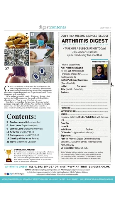 Capturas de tela do Arthritis Digest Magazine