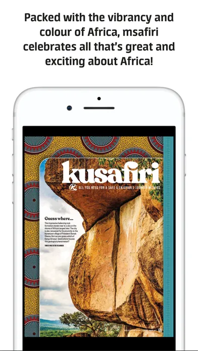 Capturas de tela do MSAFIRI Kenya Airways Magazine