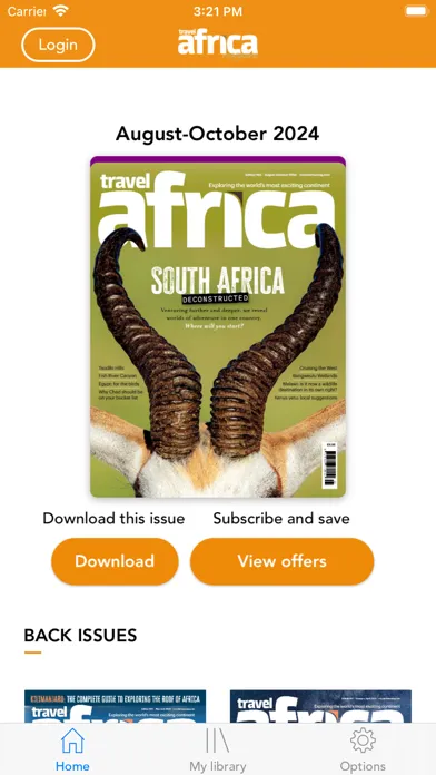 Capturas de tela do Travel Africa Magazine