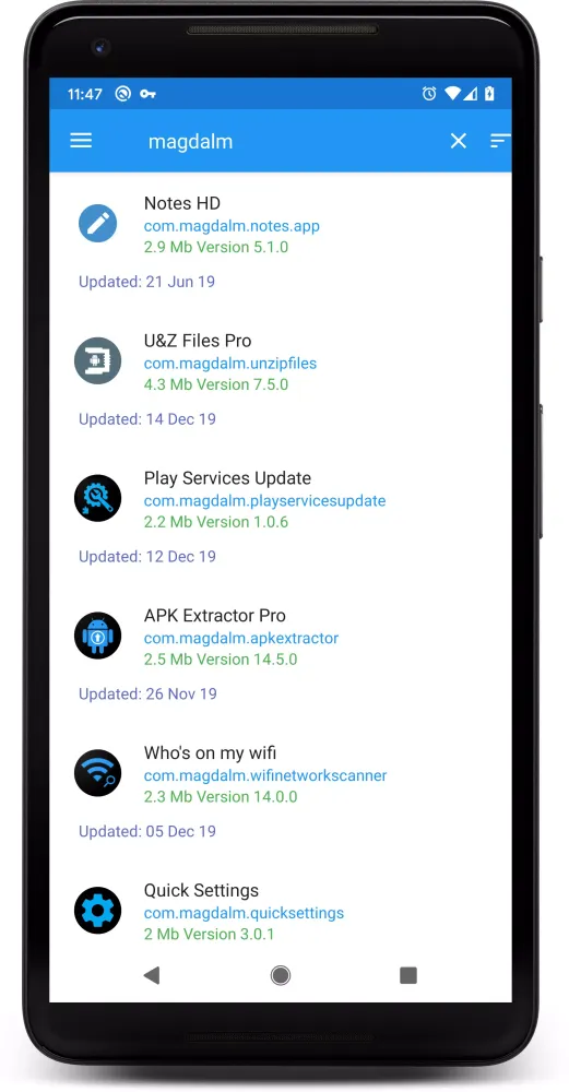 Capturas de tela do Update Software Pro