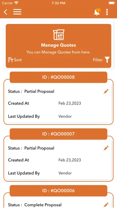 Ảnh chụp màn hình của B2B Marketplace Vendor App
