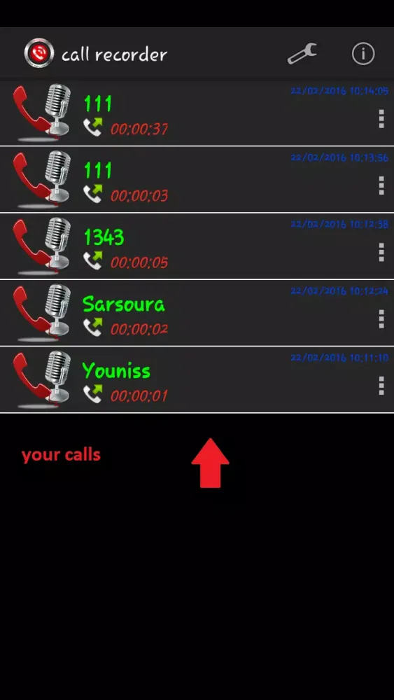 Ảnh chụp màn hình của auto call recorder