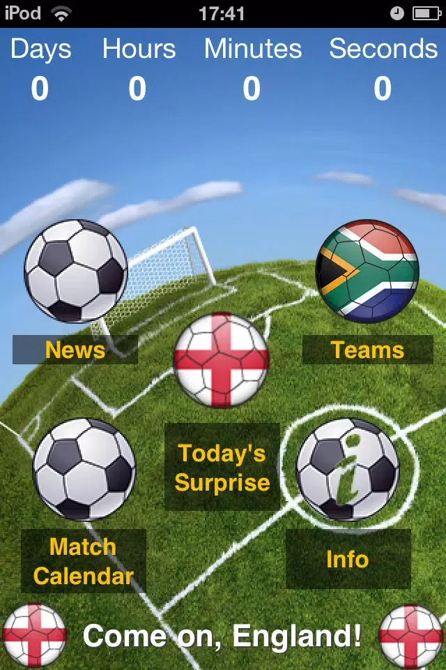 Capturas de tela do England World Football Calendar 2010 - Ultimate Supporter App