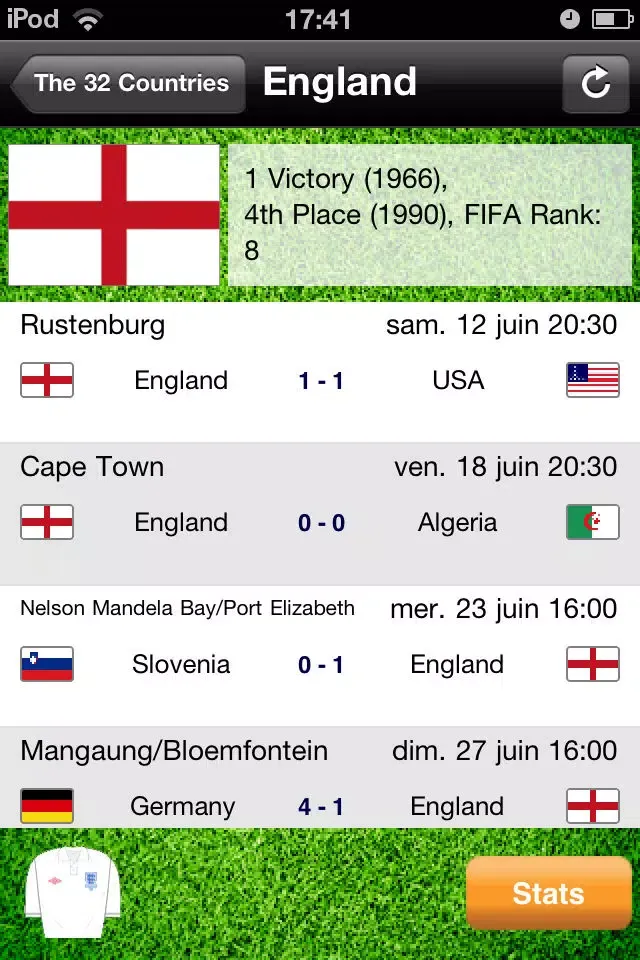 Capturas de tela do England World Football Calendar 2010 - Ultimate Supporter App