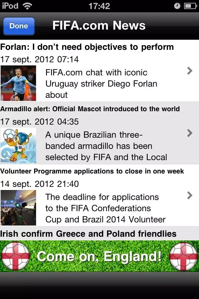 Capturas de tela do England World Football Calendar 2010 - Ultimate Supporter App