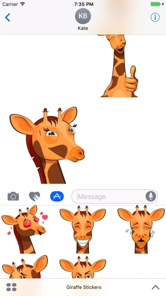 Capturas de pantalla de Cute Giraffe Emoji Animal Stickers for iMessage
