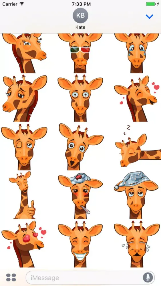 Capturas de pantalla de Cute Giraffe Emoji Animal Stickers for iMessage
