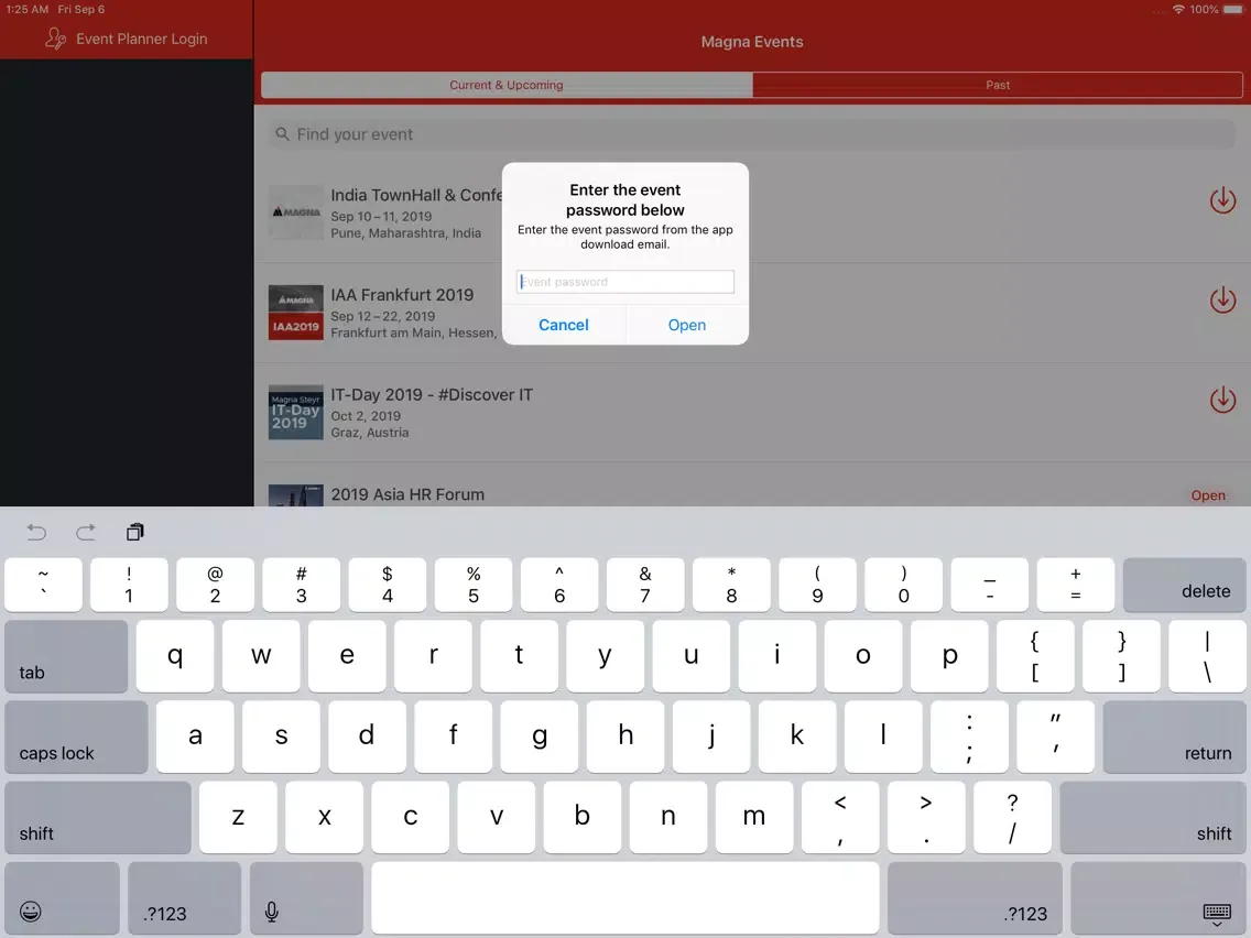 Capturas de tela do Events at Magna iPad 