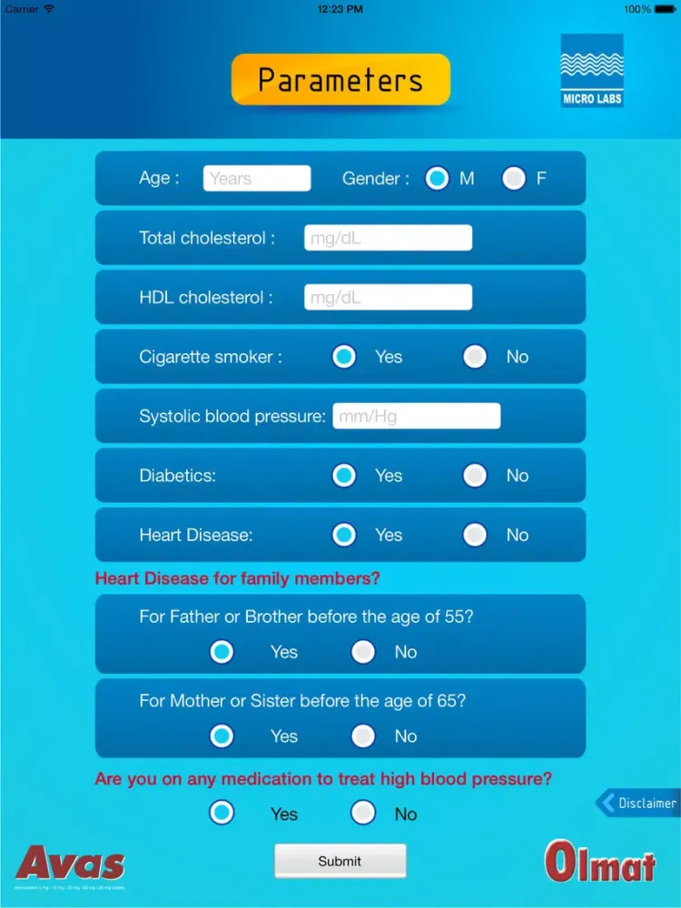 Tangkapan skrin CV Risk Calculator iPad 