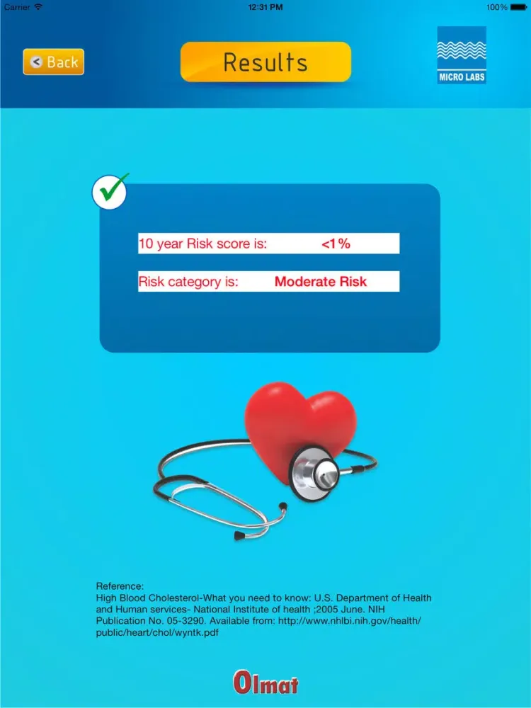 Tangkapan skrin CV Risk Calculator iPad 