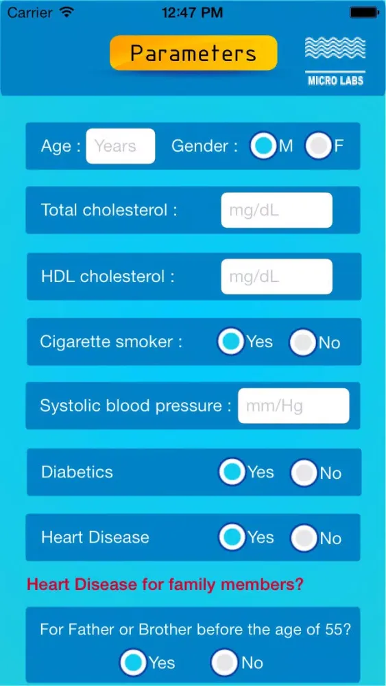 Tangkapan skrin CV Risk Calculator
