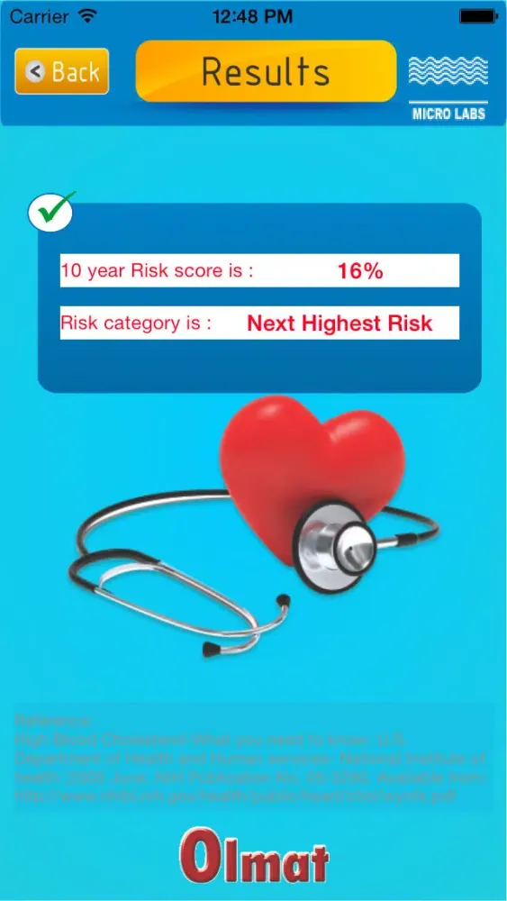 Tangkapan skrin CV Risk Calculator
