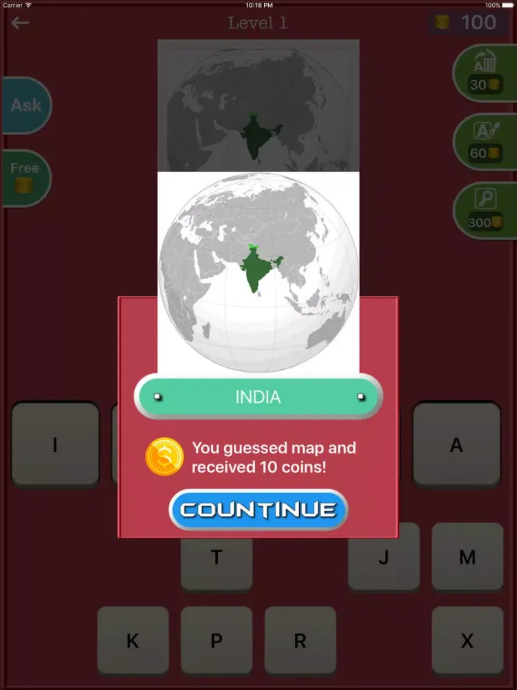 Ảnh chụp màn hình của Guess Country map iPad 