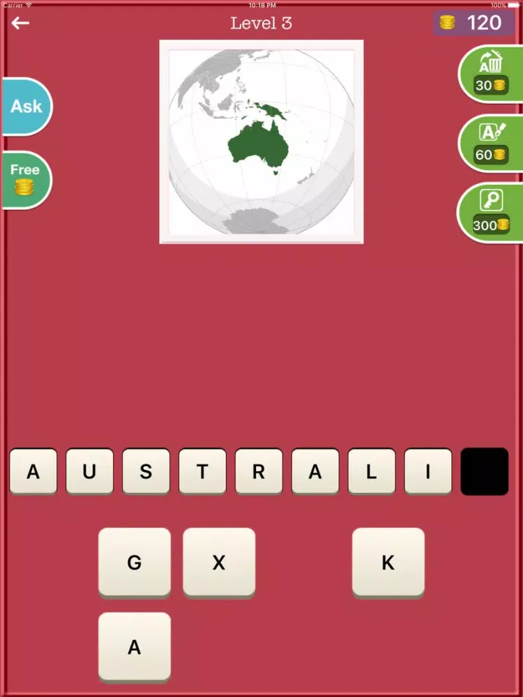 Ảnh chụp màn hình của Guess Country map iPad 