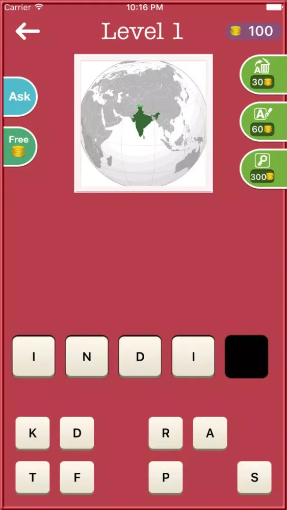 Ảnh chụp màn hình của Guess Country map