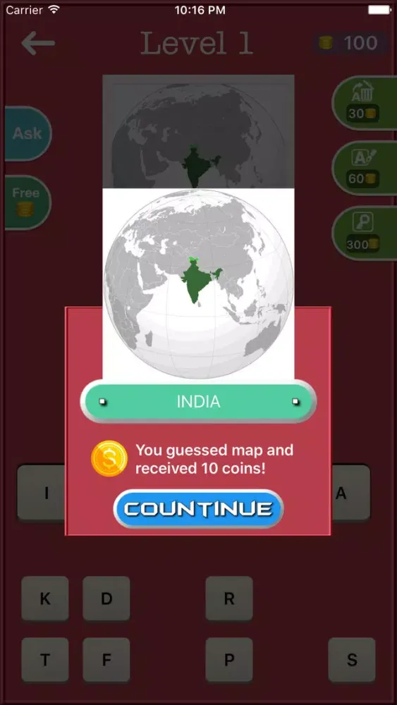 Ảnh chụp màn hình của Guess Country map
