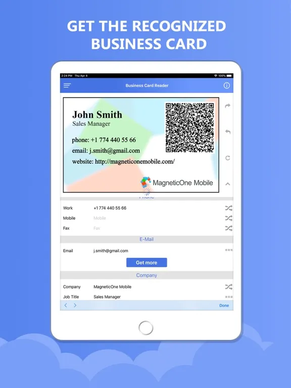 Business Card Reader 4 GSheets iPad 應用截圖