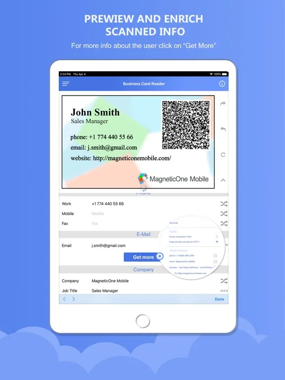 Business Card Reader 4 GSheets iPad 應用截圖