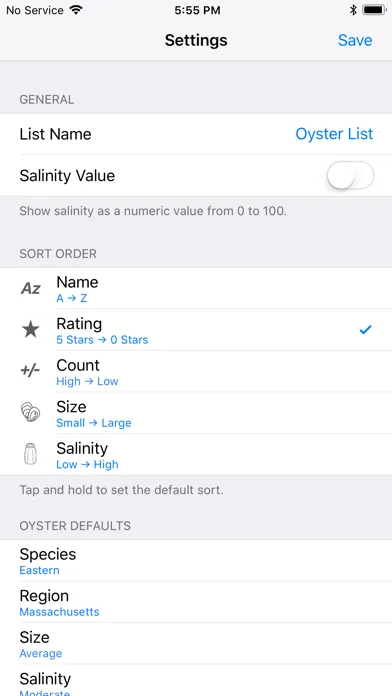 Screenshot di Track My Oysters