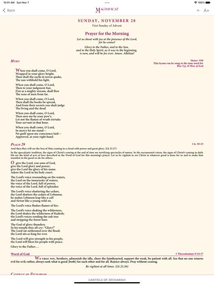 Tangkapan layar Advent Magnificat 2021 iPad 