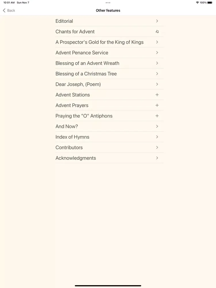 Tangkapan layar Advent Magnificat 2021 iPad 