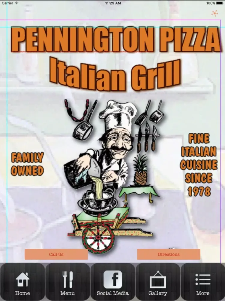 Tangkapan layar Pennington Pizza iPad 