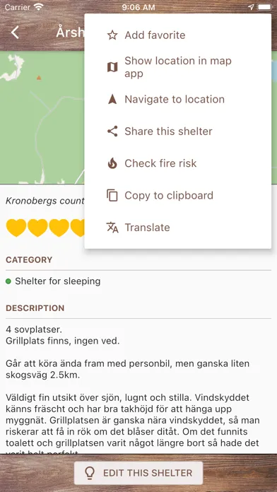 Capturas de pantalla de Shelter Map (Vindskyddskartan)