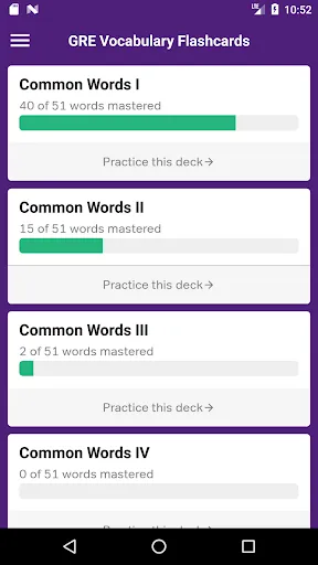 GRE Vocabulary Flashcards Screenshots