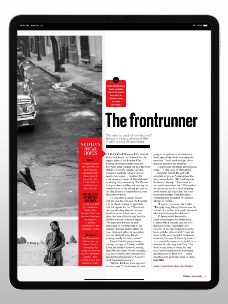 Tangkapan skrin Empire Australasia Magazine iPad 