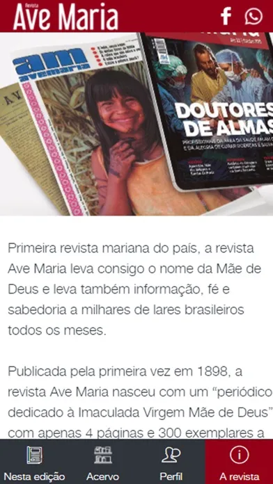 Capturas de tela do Revista Ave Maria Digital