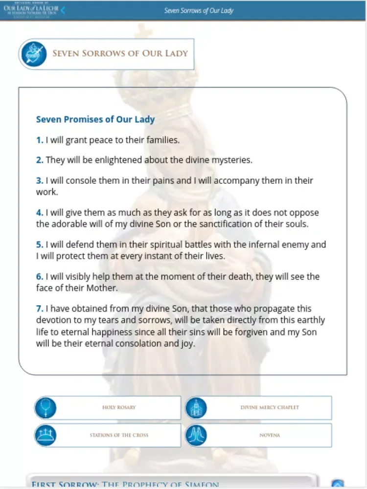 Capturas de pantalla de Our Lady of La Leche iPad 