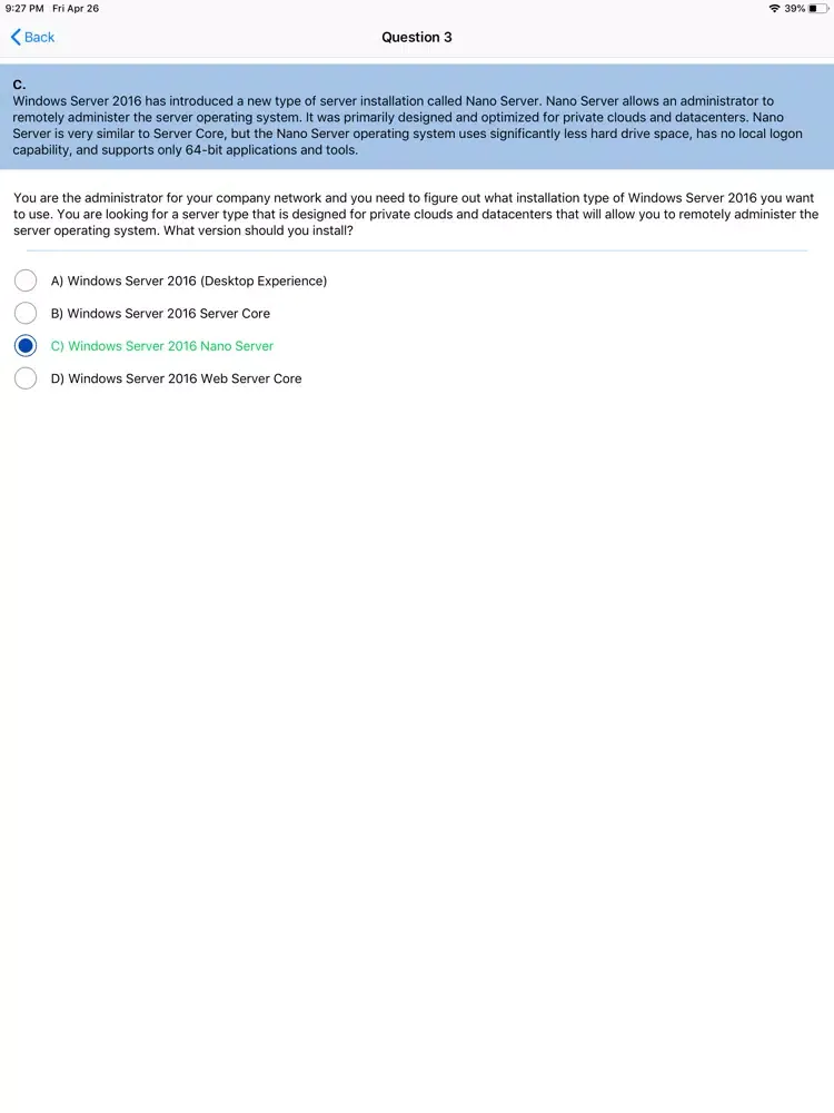ภาพหน้าจอของ MS Server 2016,MCSA 70-740 PRO iPad 