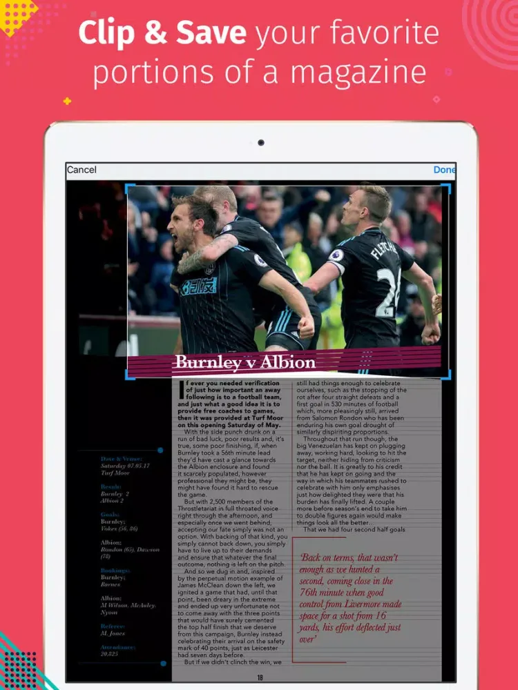 Capturas de tela do Albion News iPad 