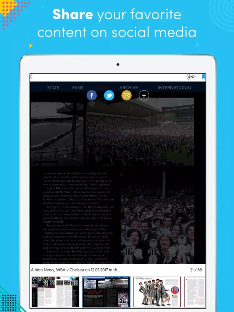 Capturas de tela do Albion News iPad 