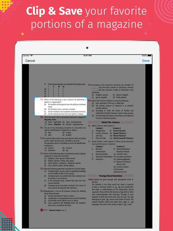 Ảnh chụp màn hình của Biology Today iPad 