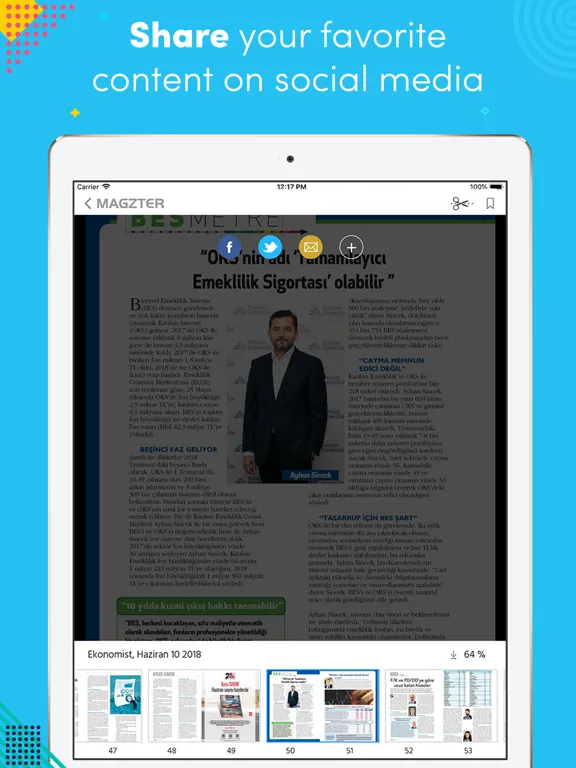 Capturas de tela do Ekonomist iPad 