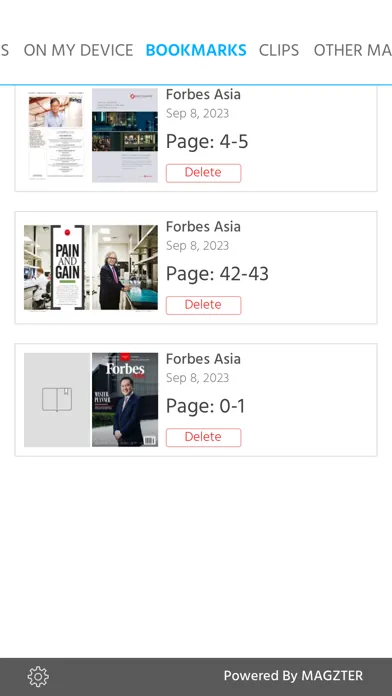 Capturas de tela do Forbes Asia