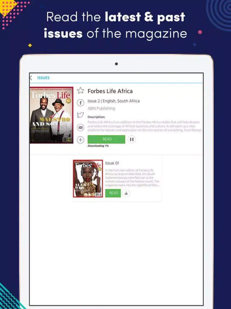 Zrzuty ekranu Forbes Life Africa iPad 
