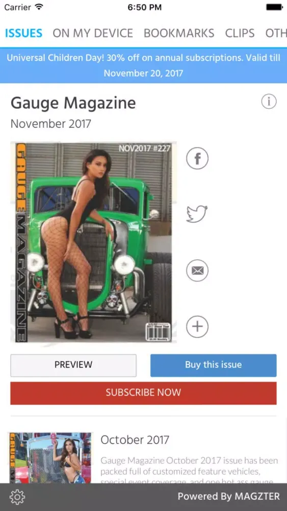 Tangkapan skrin Gauge Magazine
