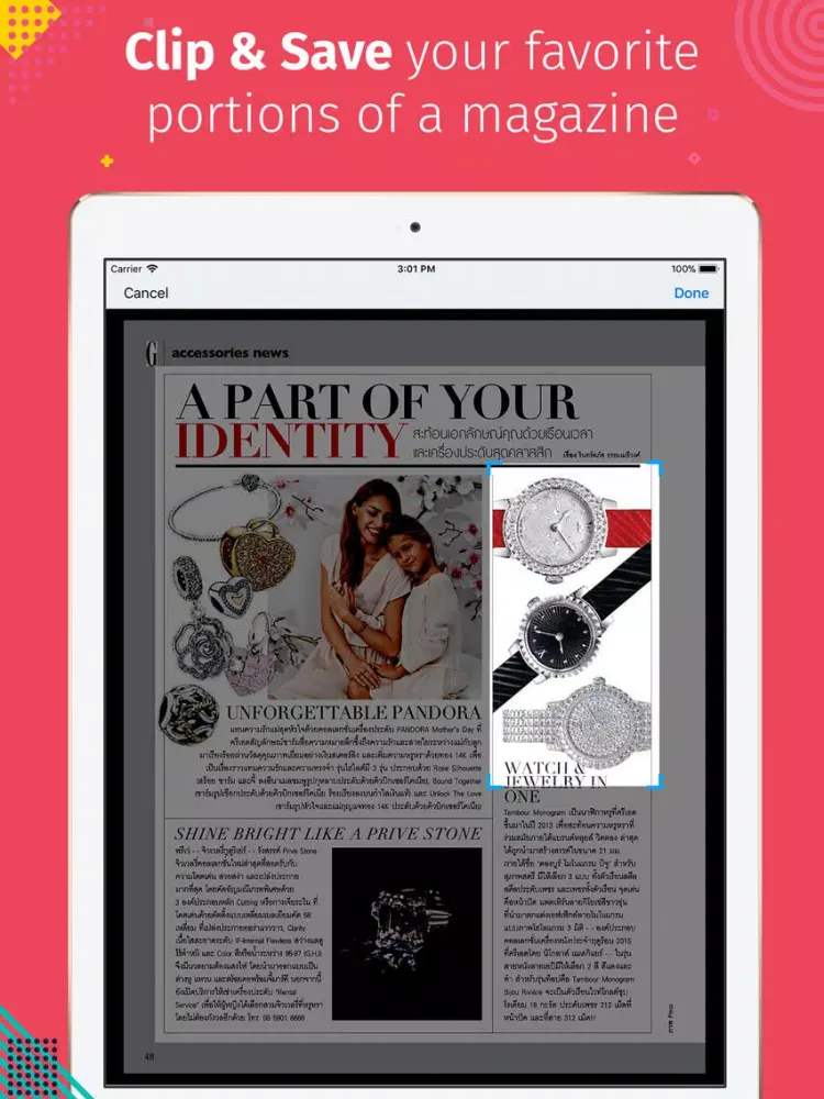 Tangkapan skrin Grazia Thailand iPad 